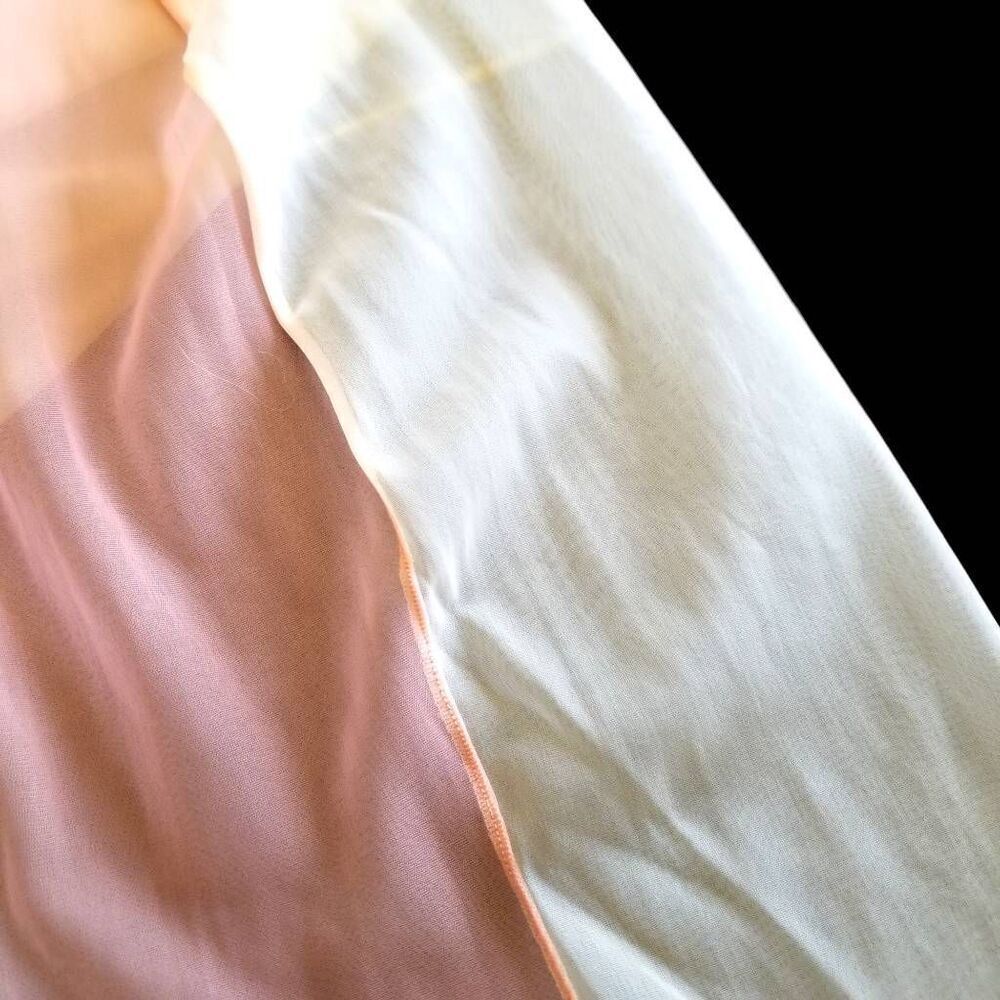 1950s SCHIAPARELLI Paris New York Peignoir Nightgown Set Pink Ivory Ombré M - Picture 14 of 16